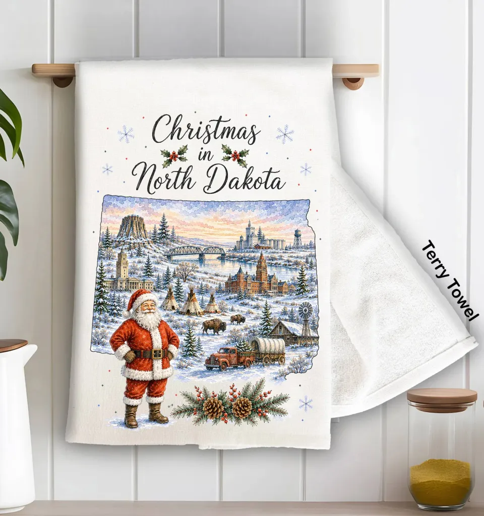Avery Lane Gifts Christmas North Dakota viskestykke frotte 71x46