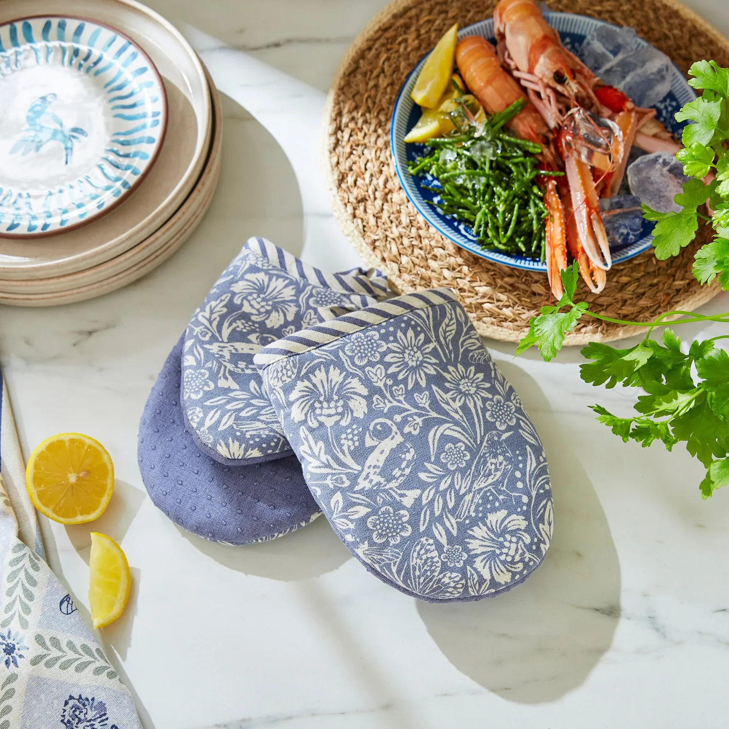 Ulster Weavers Coastal Treasures ovnvanter blå 2 stk bomuld