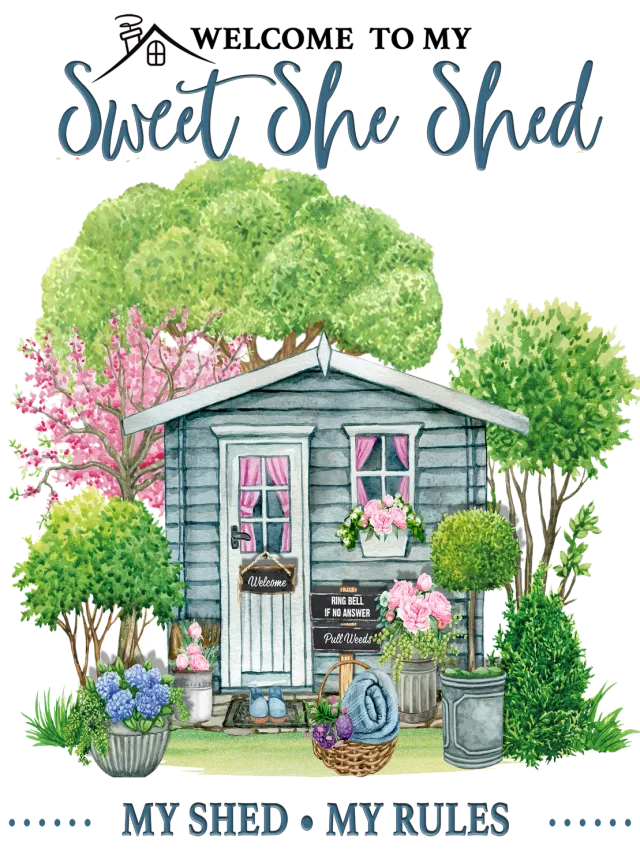 Avery Lane Gifts She Shed My Rules viskestykke med tekst