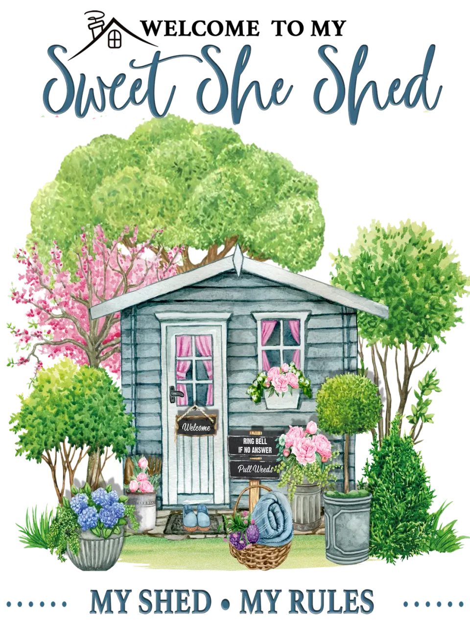 Avery Lane Gifts She Shed My Rules viskestykke med tekst