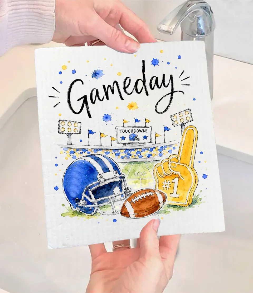 Avery Lane Gifts Gameday Football karklud 17x20 blå guld