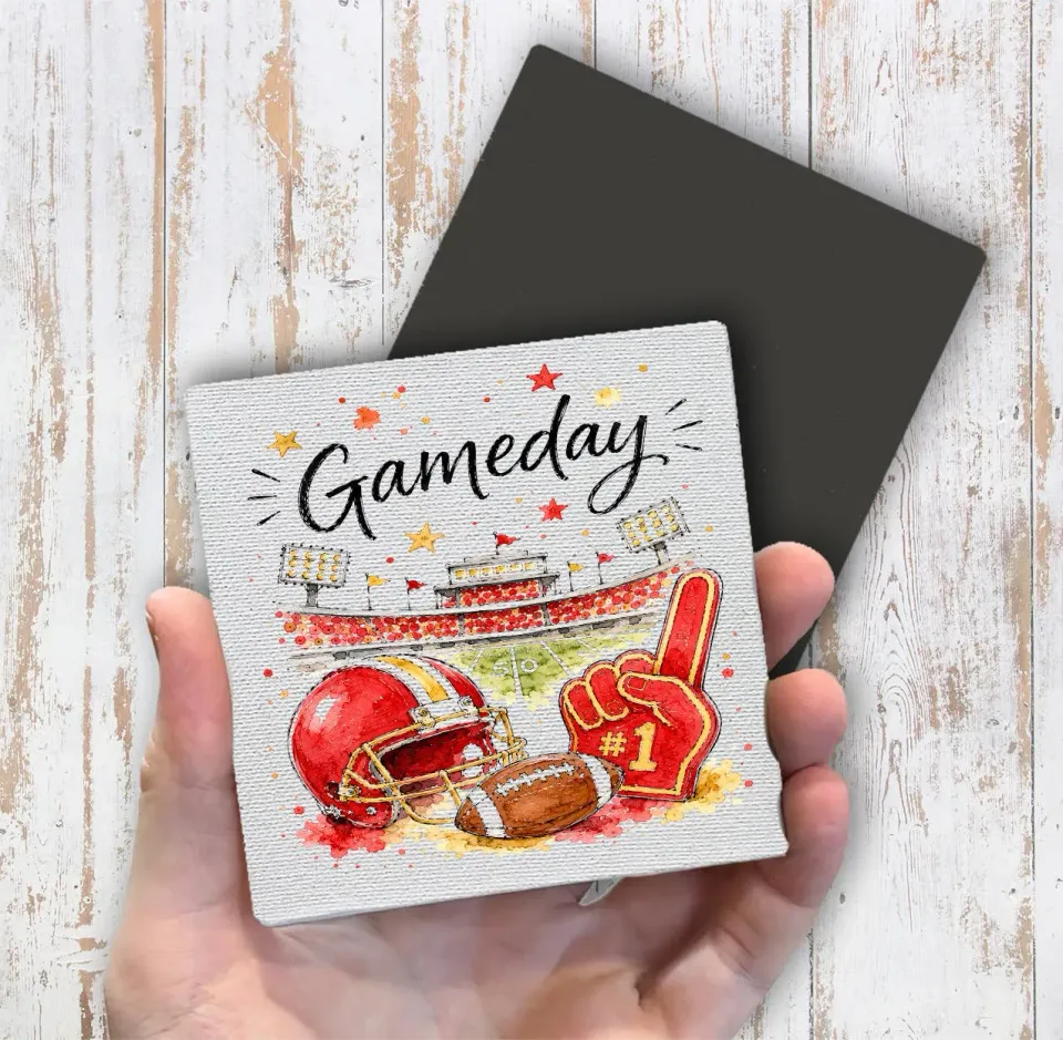 Avery Lane Gifts Gameday køleskabsmagnet guld rød 10x10