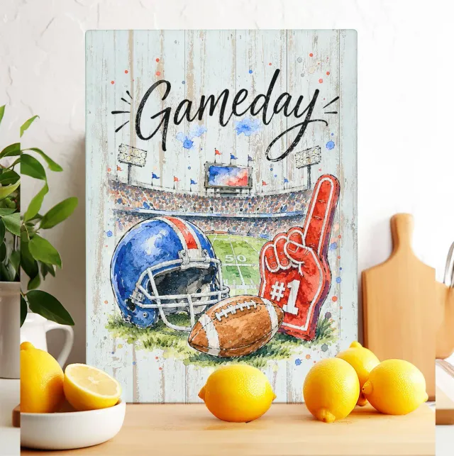 Avery Lane Gameday Football Royal Blue Red skærebræt glas
