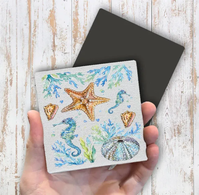 Avery Lane Gifts Coastal Blue Starfish køleskabsmagnet 10x10 cm