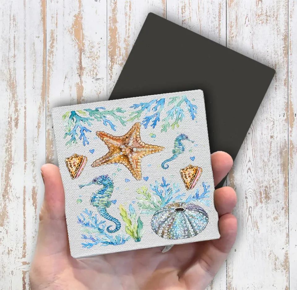 Avery Lane Gifts Coastal Blue Starfish køleskabsmagnet 10x10 cm