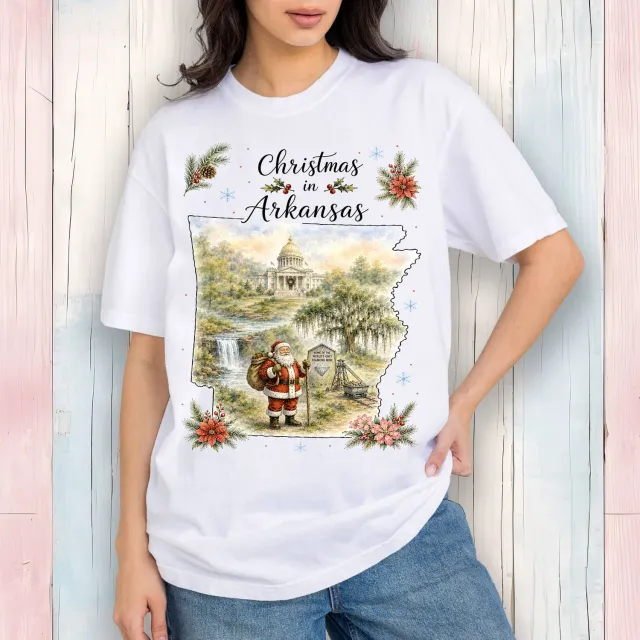 Avery Lane Gifts Christmas in Arkansas T-shirt hvid bomuld