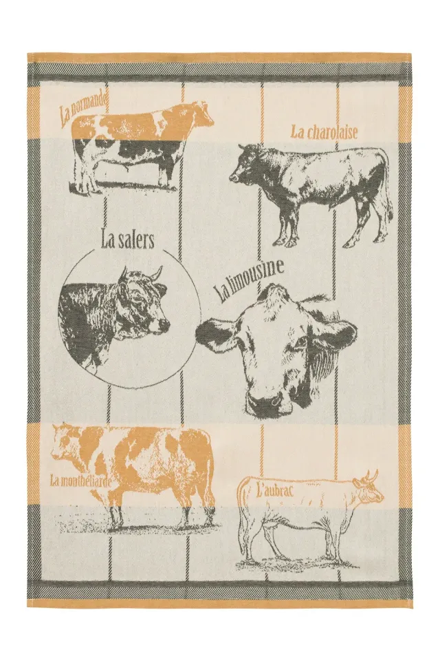 Coucke Cattle Breeds viskestykke beige 50x75 cm bomuld