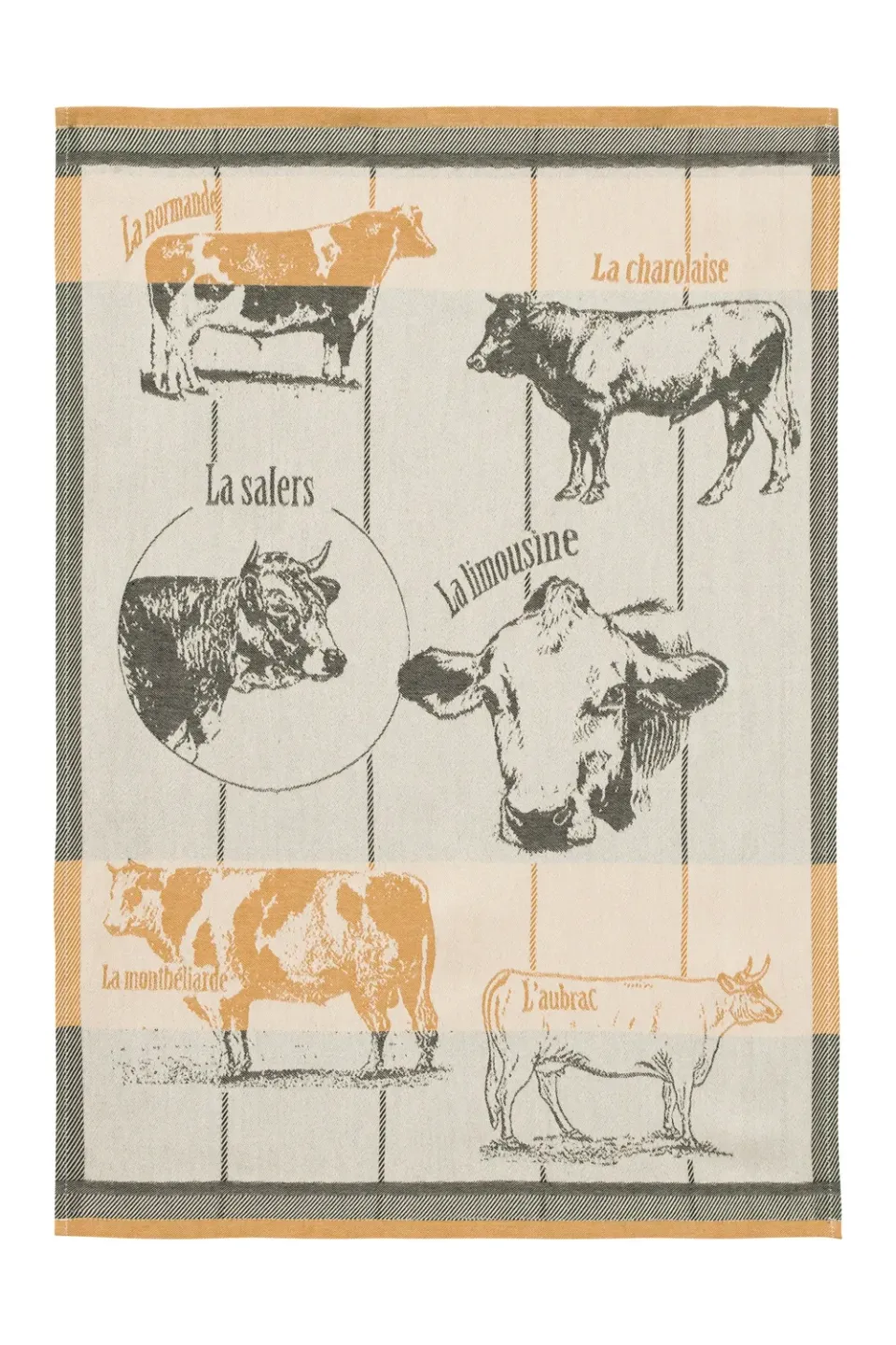 Coucke Cattle Breeds viskestykke beige 50x75 cm bomuld