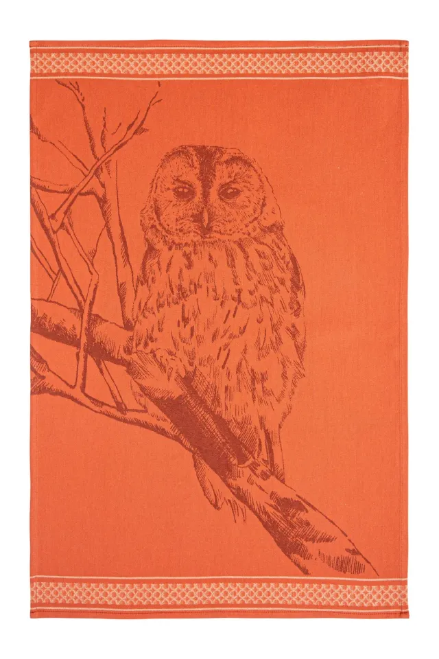 Coucke Owl viskestykke rød 50x75 cm bomuld