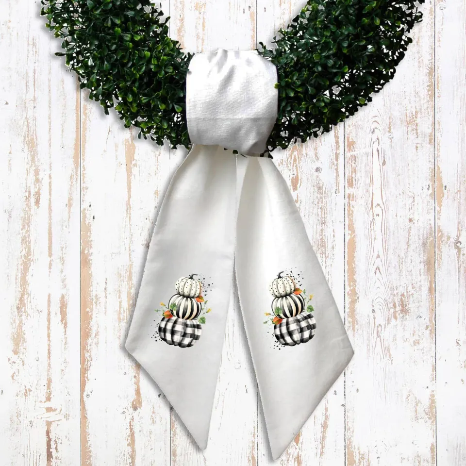 Avery Lane Gifts Fall Black and White Checkered Pumpkins kransbånd bomuld