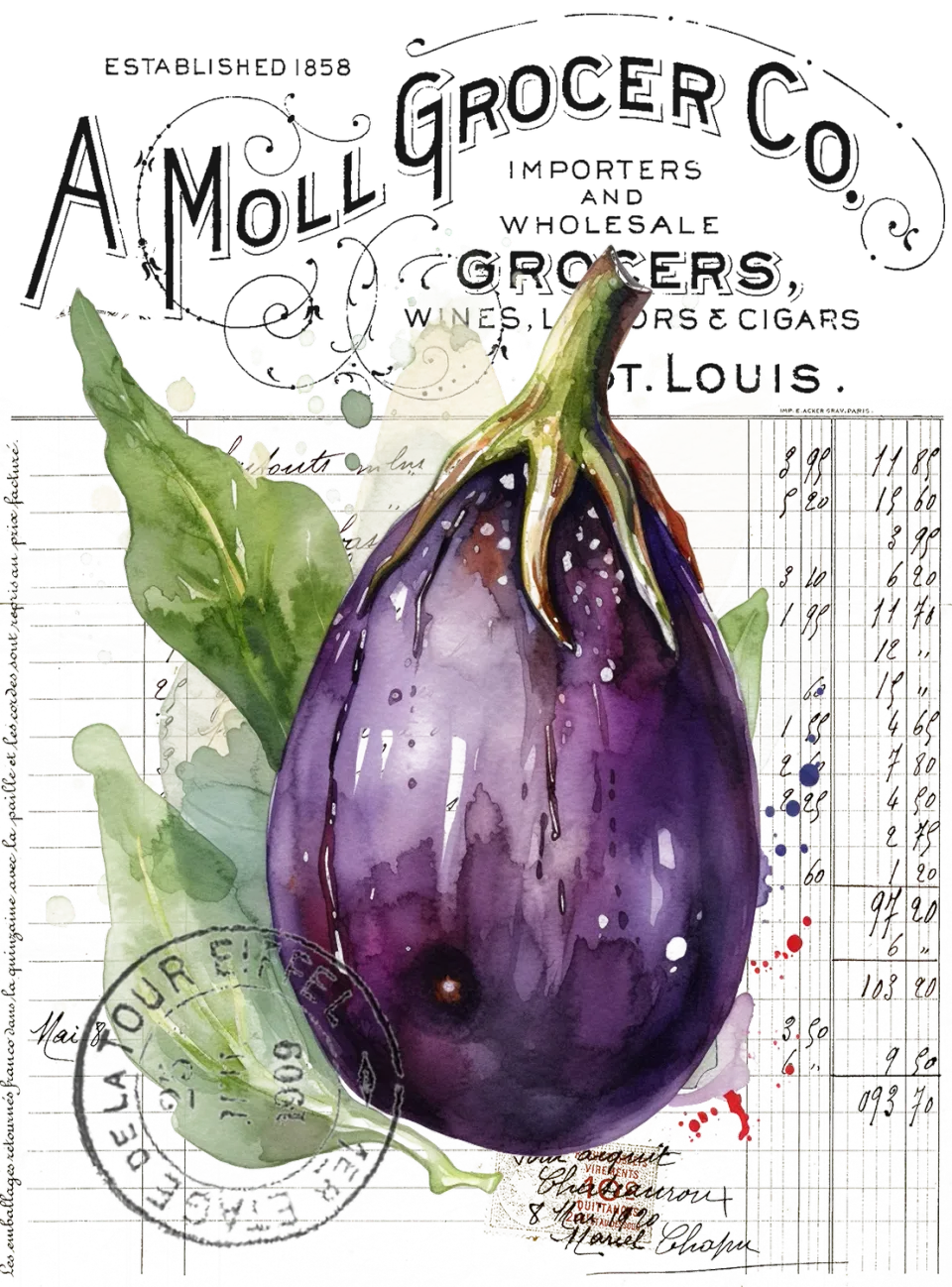 Avery Lane Gifts Vintage Farmhouse Eggplant viskestykke aubergine