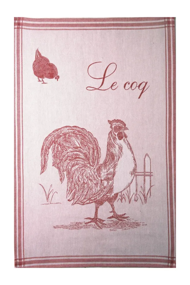 Coucke The Rooster viskestykke 50x75 hvid bomuld