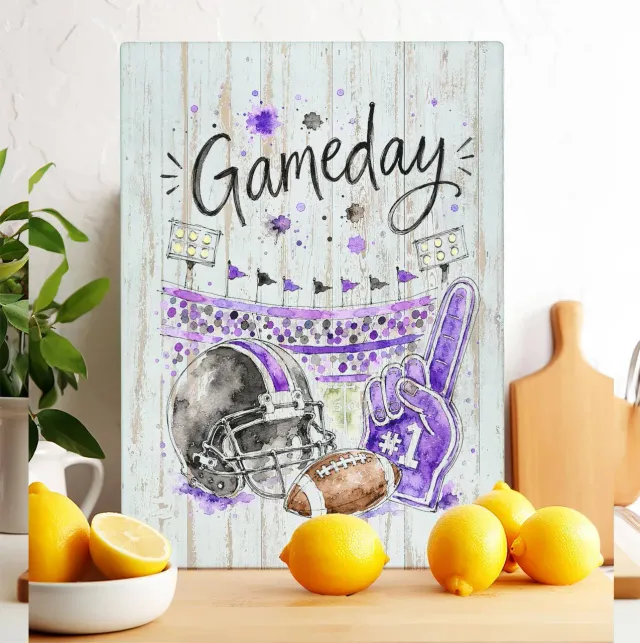 Gameday Football Black Purple skærebræt glas 20x28 cm