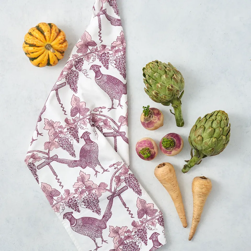 Thornback & Peel Pheasant & Vine viskestykke 47x77 cm hvid