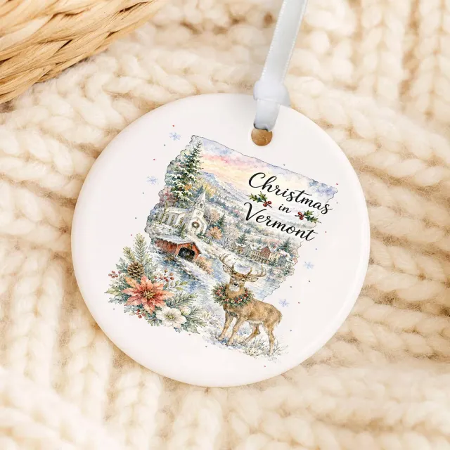 Avery Lane Gifts Christmas Vermont julepynt porcelæn hvid
