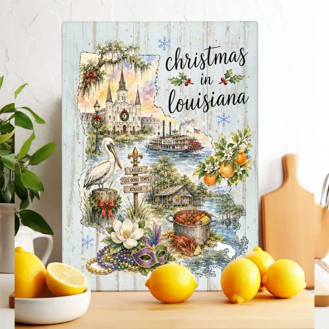 Avery Lane Gifts Louisiana Jul skærebræt glas 28x38 cm