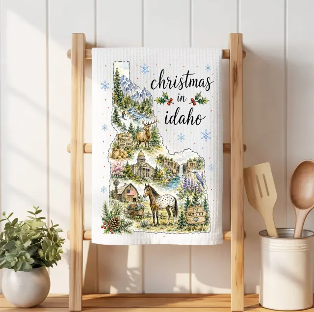 Avery Lane Gifts Christmas in Idaho viskestykke waffle
