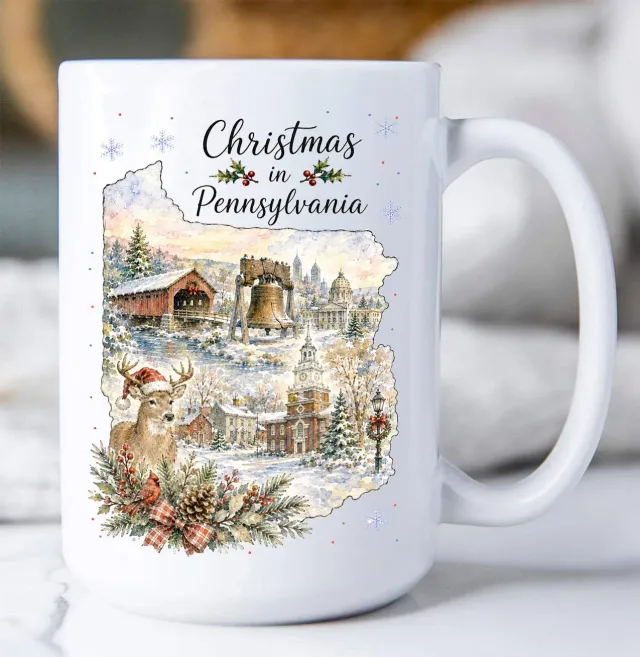 Avery Lane Gifts Christmas in Pennsylvania State Map krus 44 cl