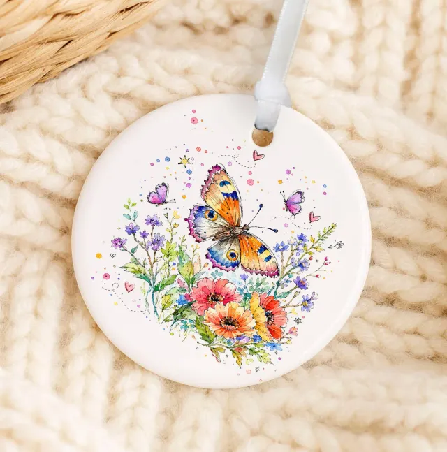 Avery Lane Gifts Whimsical Butterflies julepynt porcelæn 7,6cm