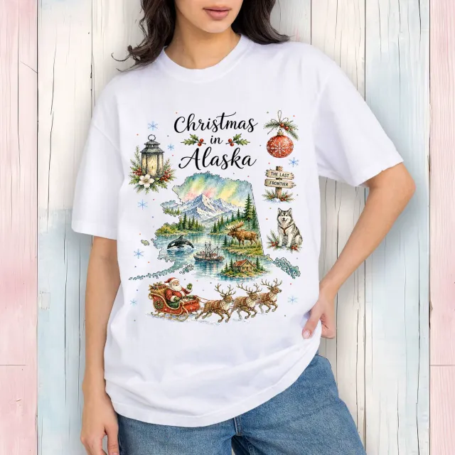 Avery Lane Gifts Christmas in Alaska T-shirt hvid bomuld