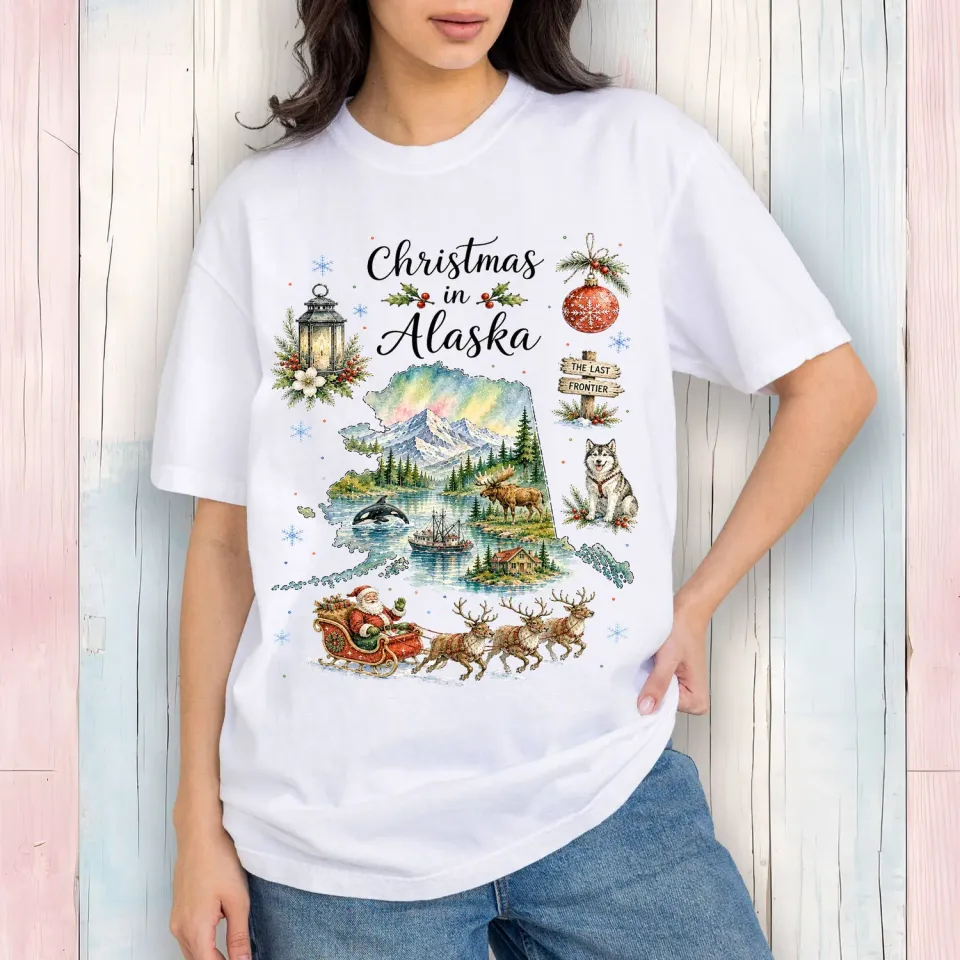 Avery Lane Gifts Christmas in Alaska T-shirt hvid bomuld