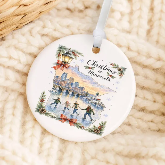Avery Lane Gifts Christmas Minnesota julepynt porcelæn 7,6 cm