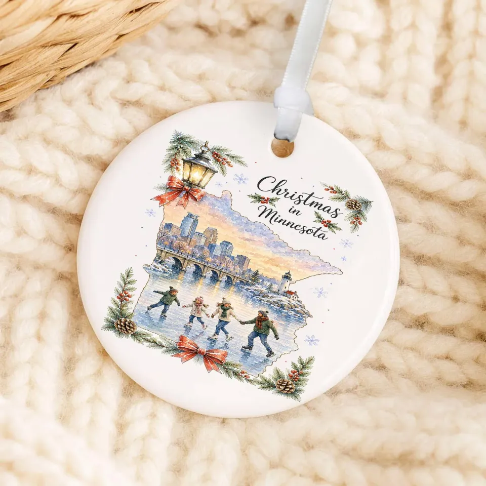 Avery Lane Gifts Christmas Minnesota julepynt porcelæn 7,6 cm