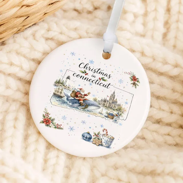 Avery Lane Gifts Connecticut julepynt porcelæn 7,6 cm