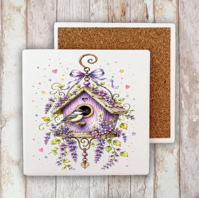 Avery Lane Gifts Lavender Birdhouse bordskåner sten 10x10 cm