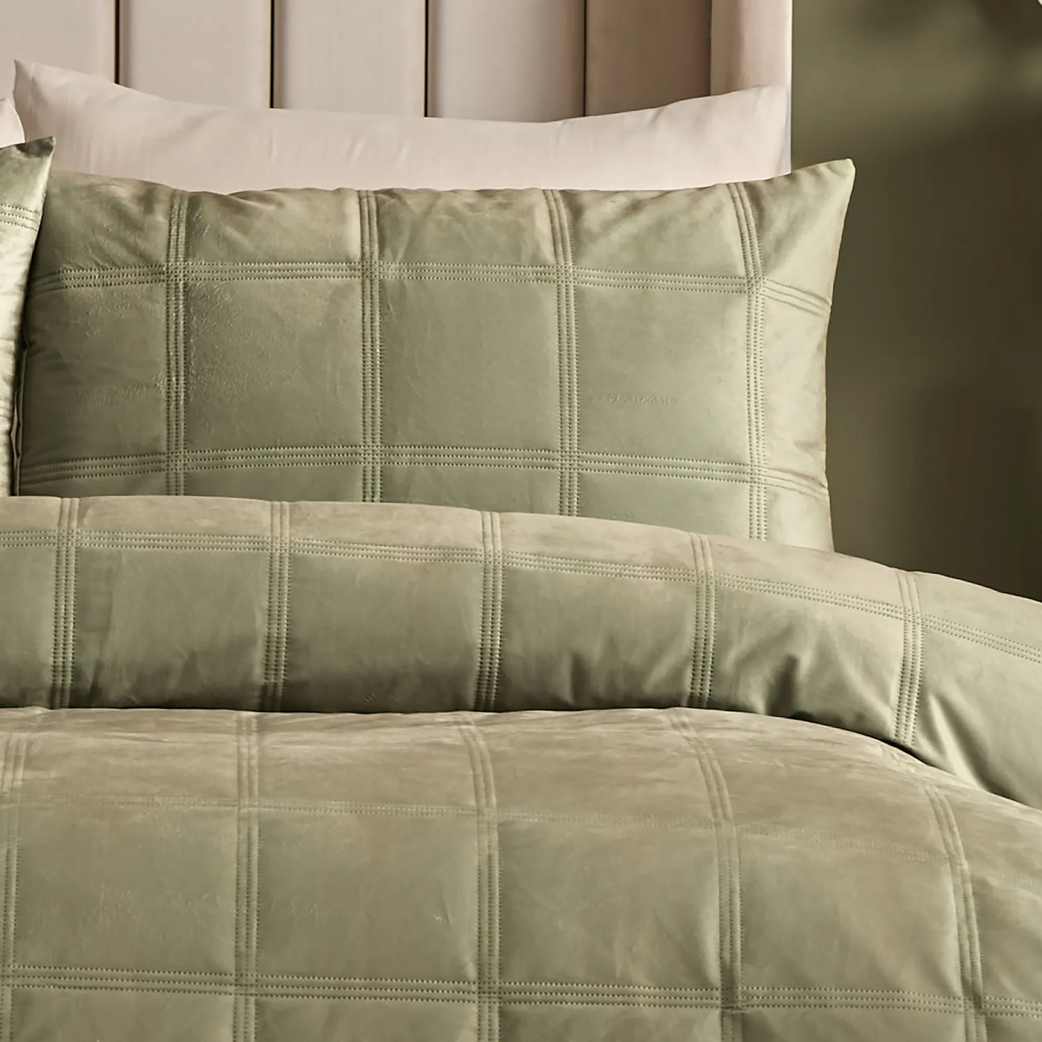 Ulster Weavers Brighton Square sengetøj grøn double velour