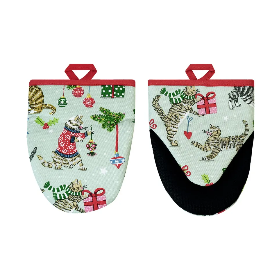 Ulster Weavers Christmas Cats ovnhandsker havgrøn 2-pak