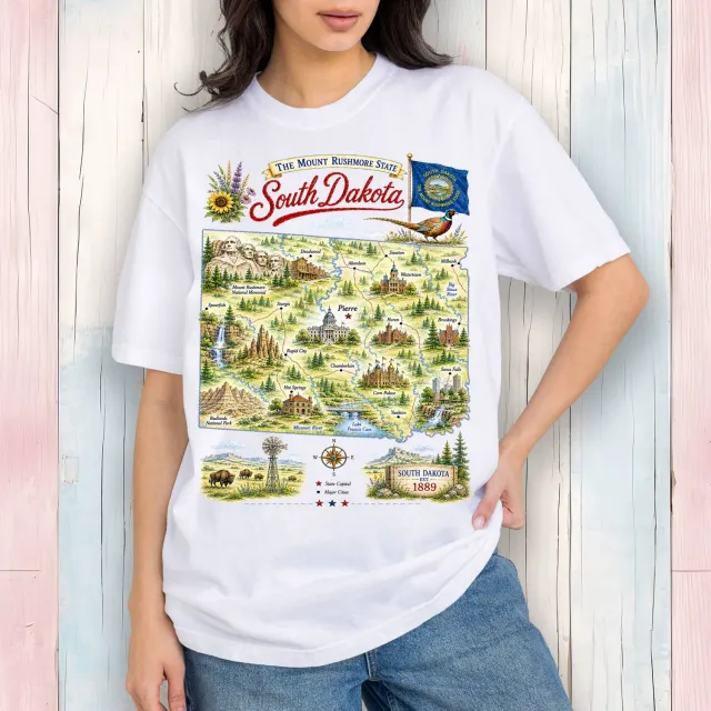 Avery Lane Gifts South Dakota Landmark t-shirt hvid bomuld