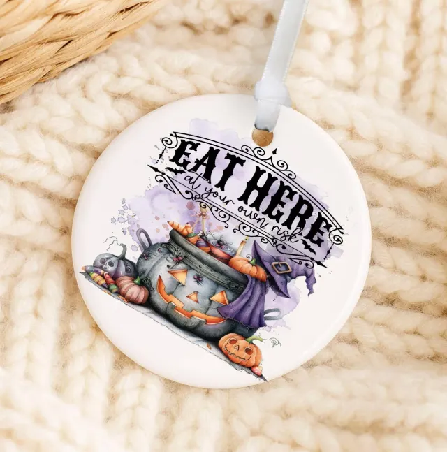 Avery Lane Gifts Halloween Eat at your Own Risk ornament porcelæn