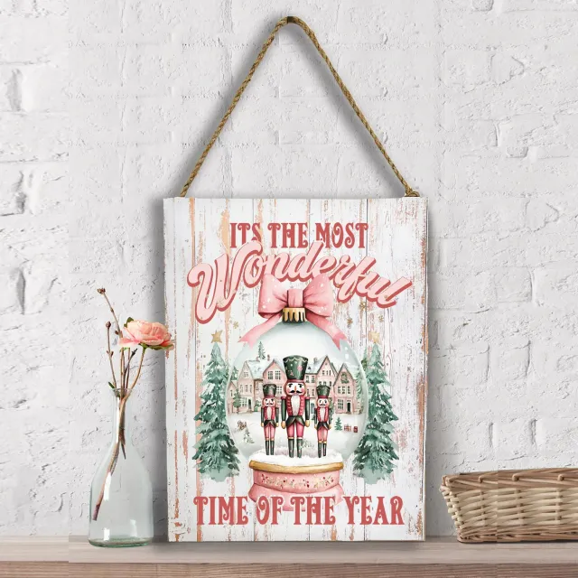 Avery Lane Gifts Pink Christmas vægskilt canvas 30x41 cm