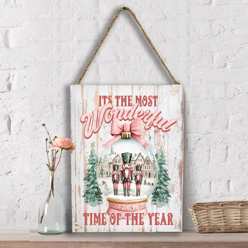 Avery Lane Gifts Pink Christmas vægskilt canvas 30x41 cm