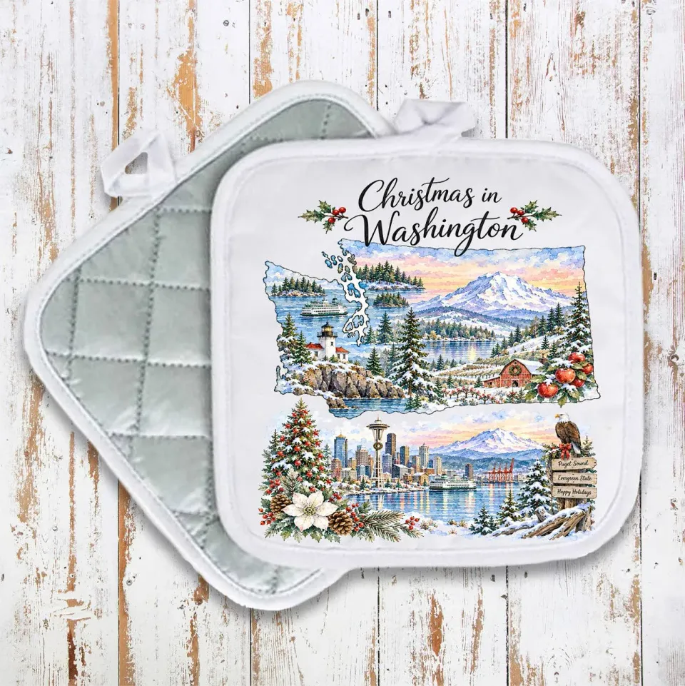 Avery Lane Gifts Christmas in Washington State Map grydelap quiltet 20 cm