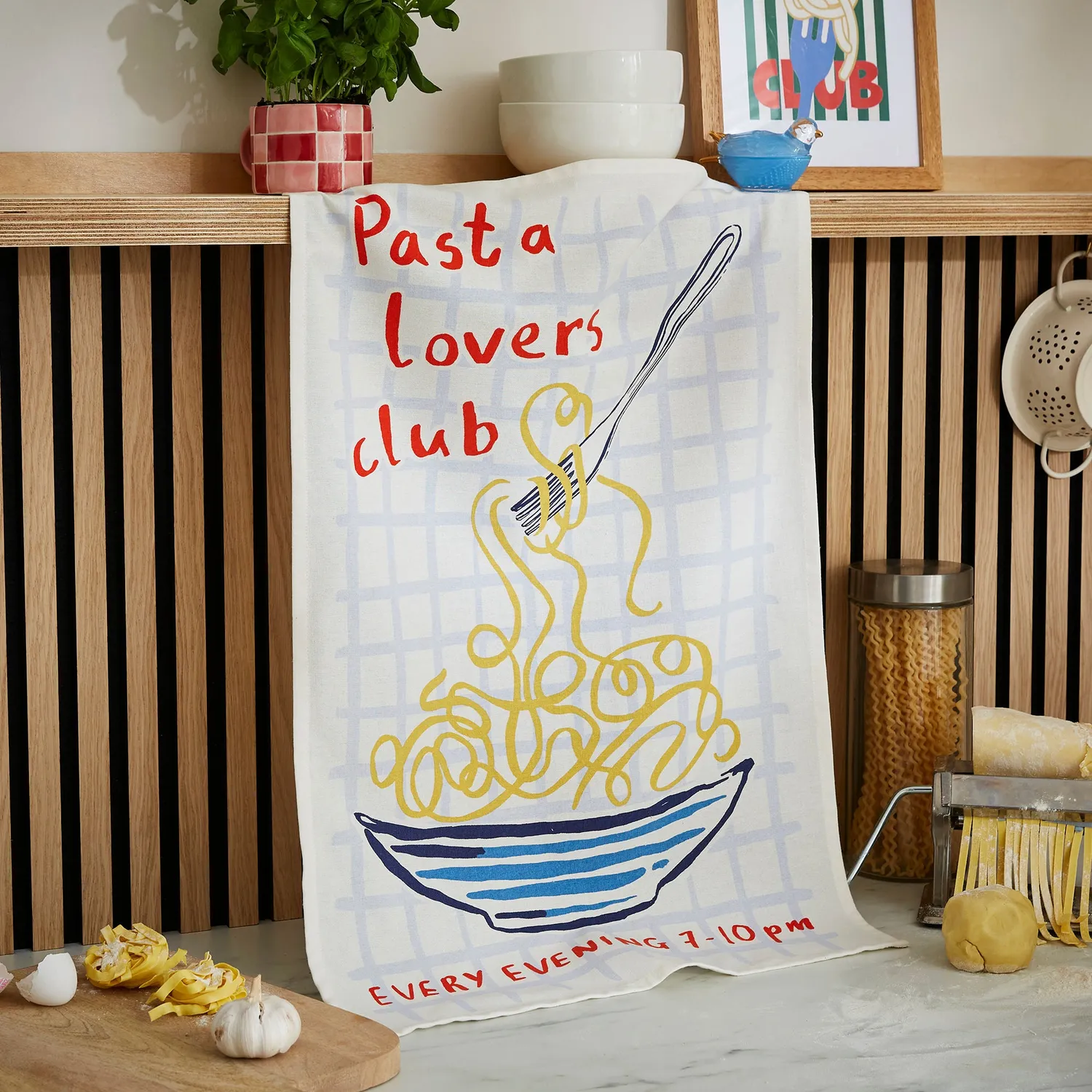 Ulster Weavers Pasta Lovers Club viskestykke gul bomuld