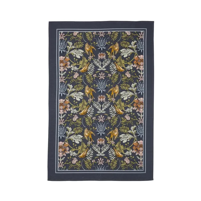 Ulster Weavers Finch & Flower viskestykke navy bomuld