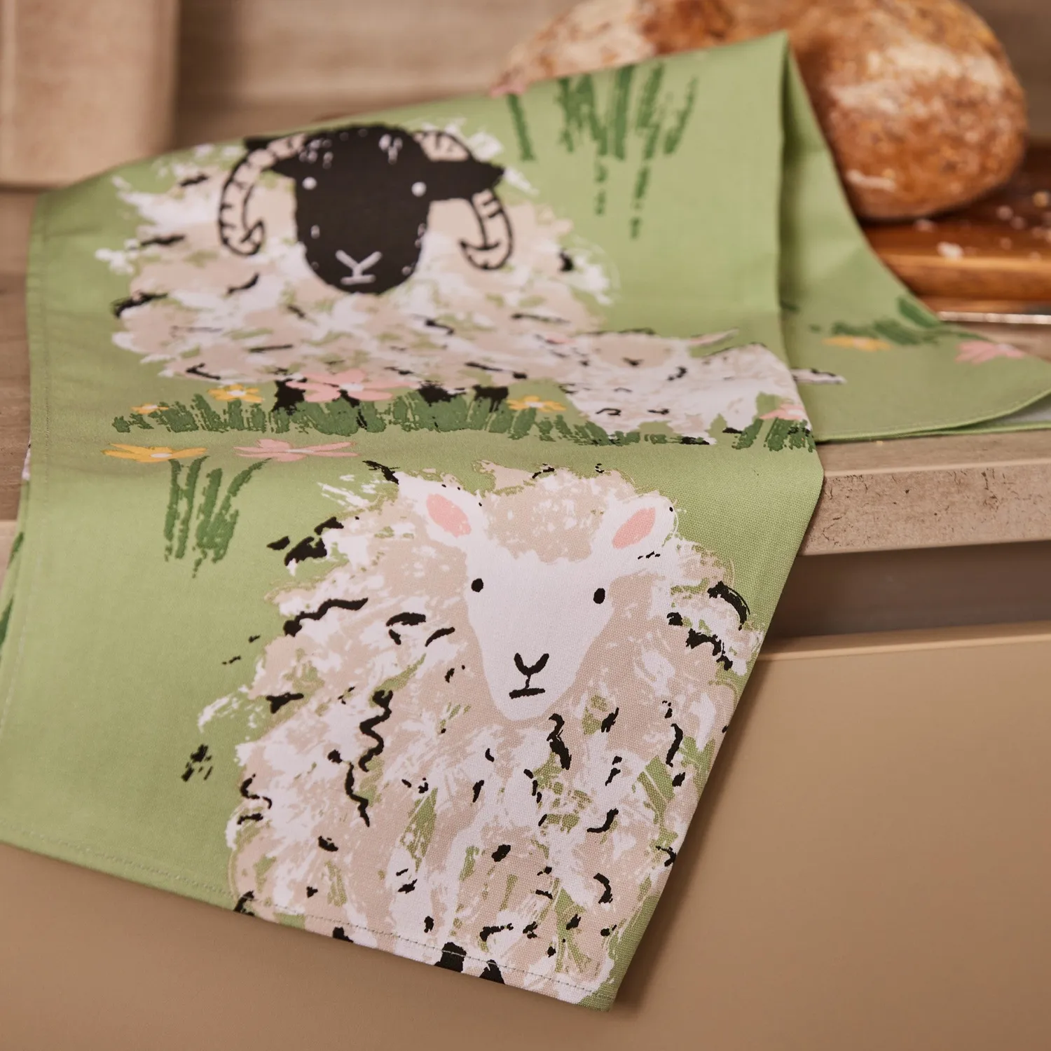 Ulster Weavers Woolly Sheep viskestykke grøn får