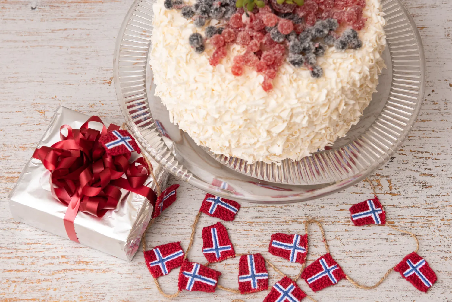 Solwang Norske Flag flagguirlande 10 stk bomuld