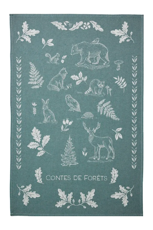 Coucke Forest Tale viskestykke 50x75 cm blågrøn bomuld