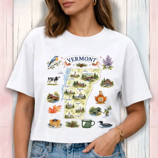 Avery Lane Gifts Vermont Landmark cropped T-shirt hvid