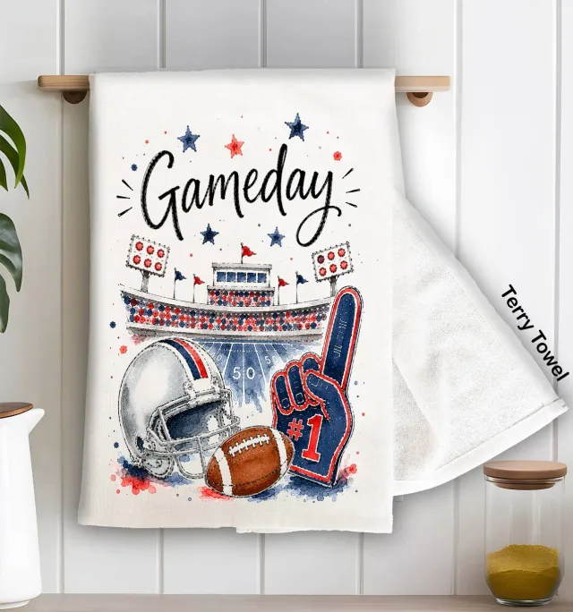 Gameday Football viskestykke terry navy/rød 71x46 cm bomuld