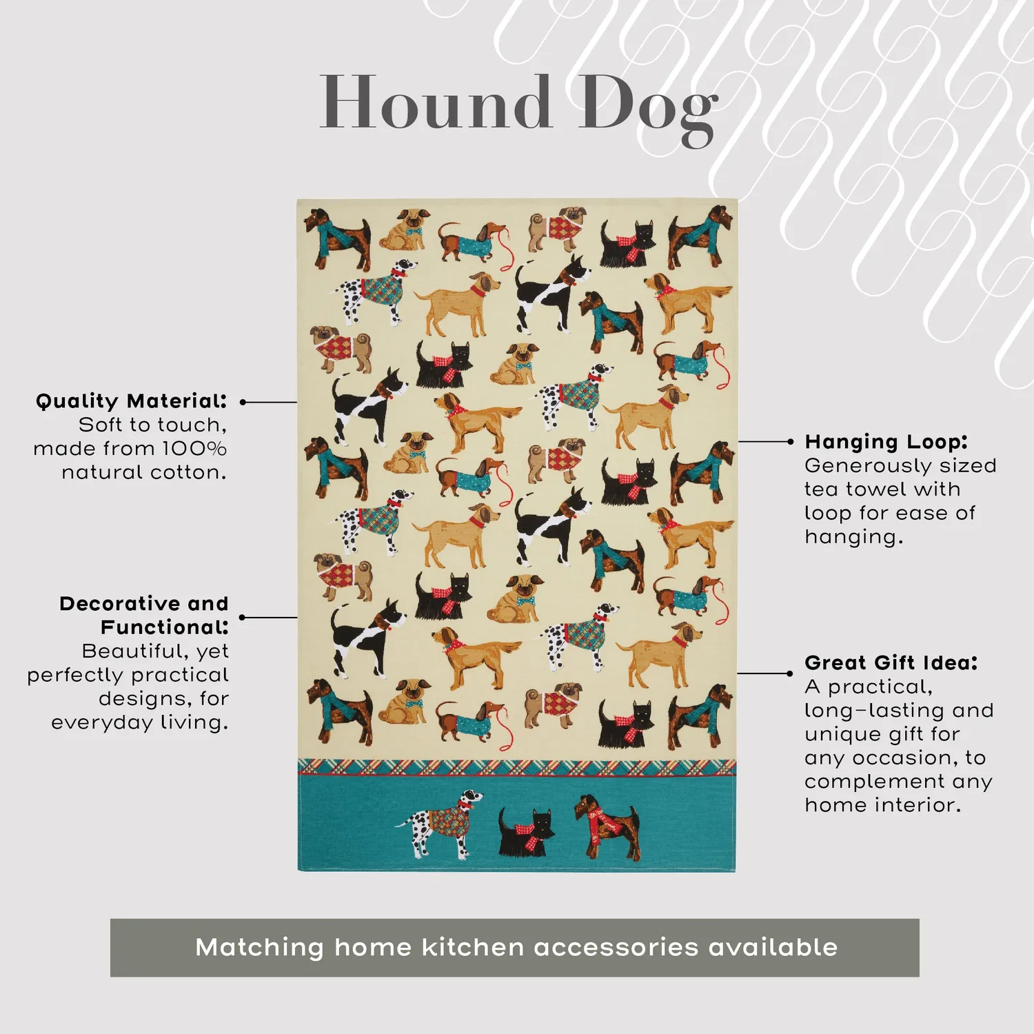 Ulster Weavers Hound Dog viskestykke turkis bomuld