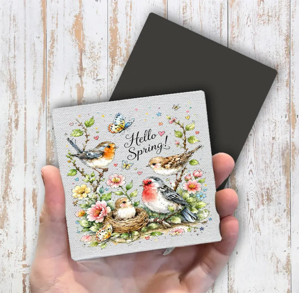 Avery Lane Gifts Hello Spring Flowers magnet 10x10 cm forår