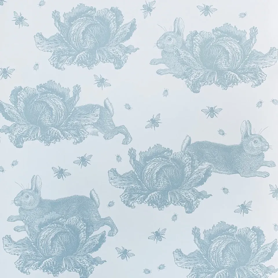 Thornback & Peel Rabbit & Cabbage tapet blå 10m non-woven