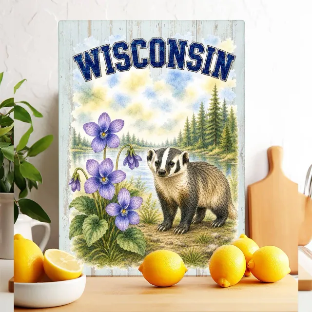 Avery Lane Gifts Wisconsin Bird Animal skærebræt glas 28x38 cm