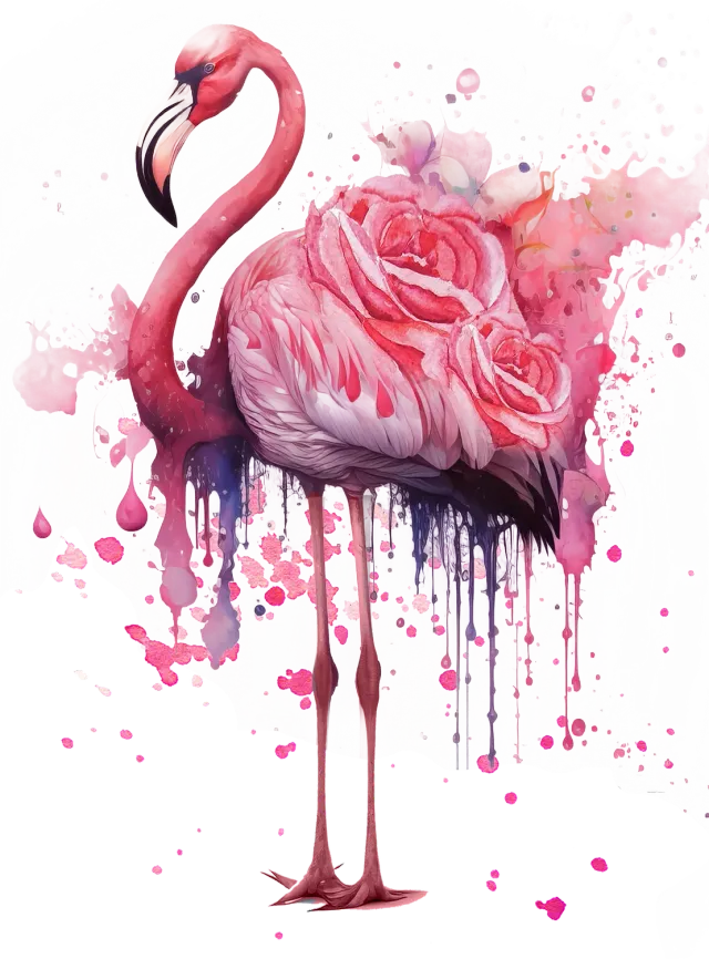 Avery Lane Gifts Flamingo Roses Plakat blomstertryk