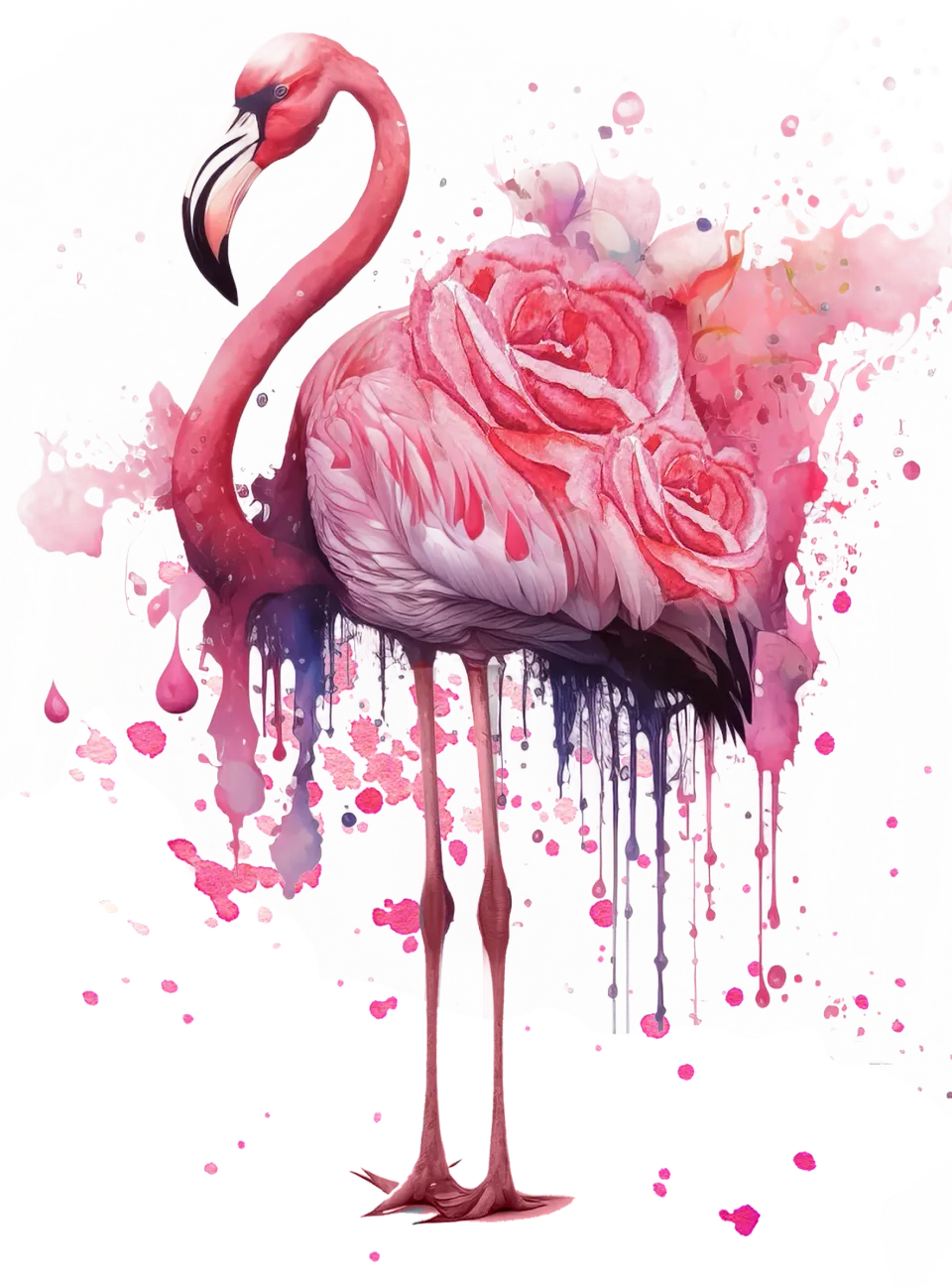 Avery Lane Gifts Flamingo Roses Plakat blomstertryk