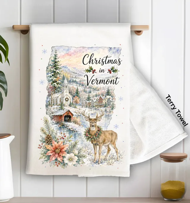 Avery Lane Gifts Christmas in Vermont køkkenhåndklæde terry bomuld